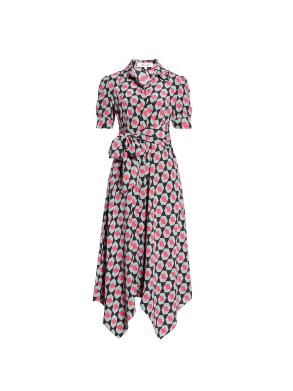 NWT DVF Silk Kendyl Hexagon Print Geometric Maxi Dress Sz S